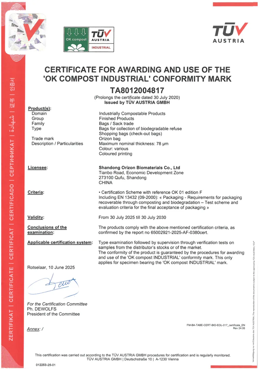 OK Compost Industrial certificate preview
