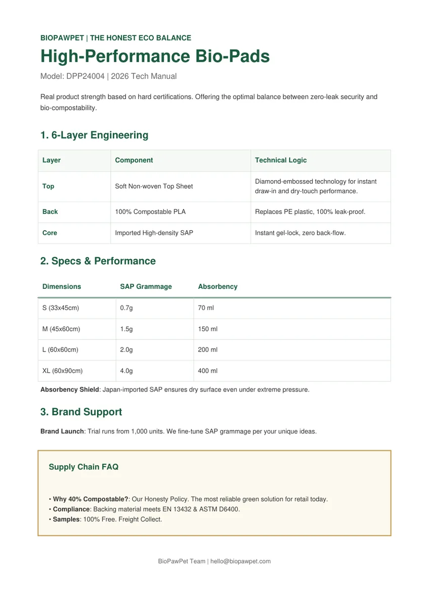 BioPawPet pee pads technical manual preview