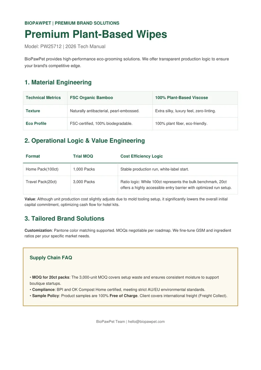 BioPawPet pet wipes technical manual preview