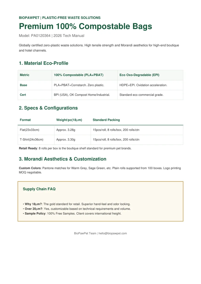 BioPawPet poop bags technical manual preview