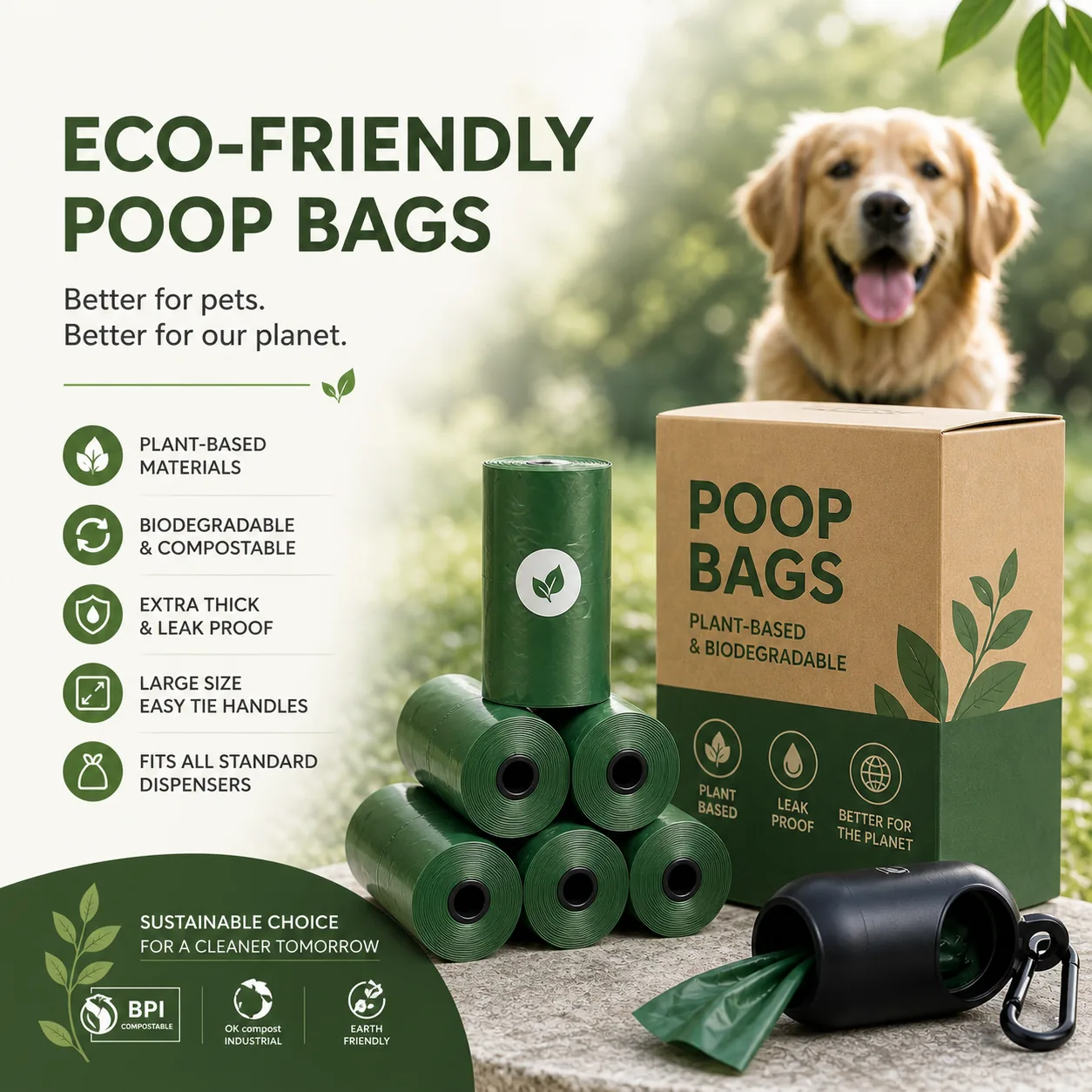 BioPawPet compostable poop bag rolls and retail box
