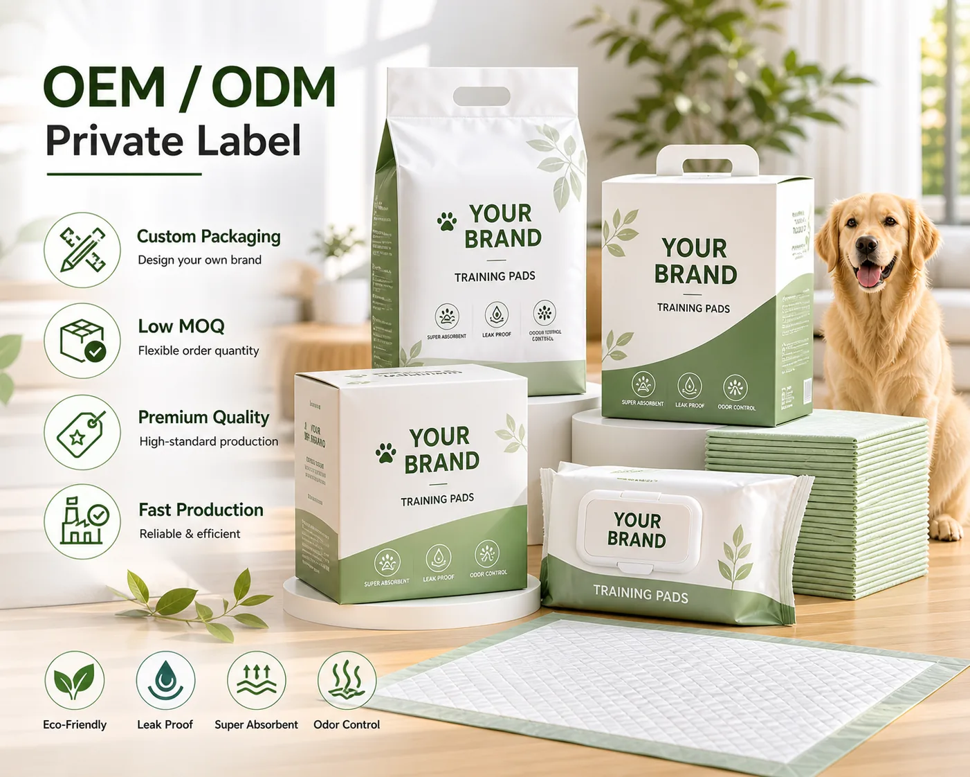 Puppy pad OEM and private label packaging formats